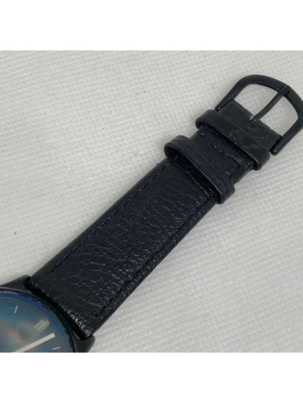 Vintage 90s Lasart 3D Holographic unisex Wrist Watch 32mm black tone running